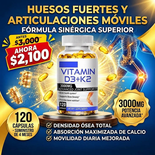 "Fórmula Sinergia D3 + K2: Huesos Fuertes, Articulaciones Libres y Energía Diaria"